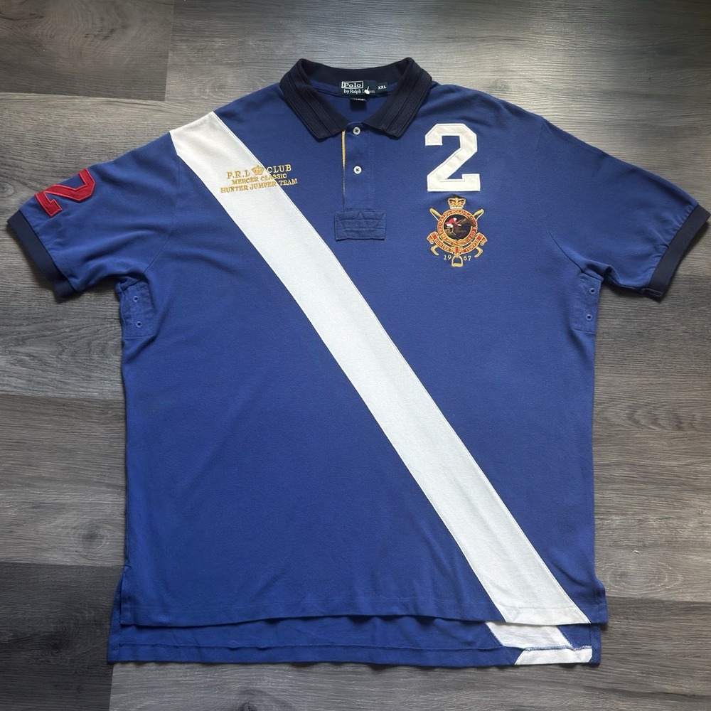 Vintage Polo Ralph Lauren Mercer Classic Hunter Jumper Polo Shirt Mens 2XL Crest